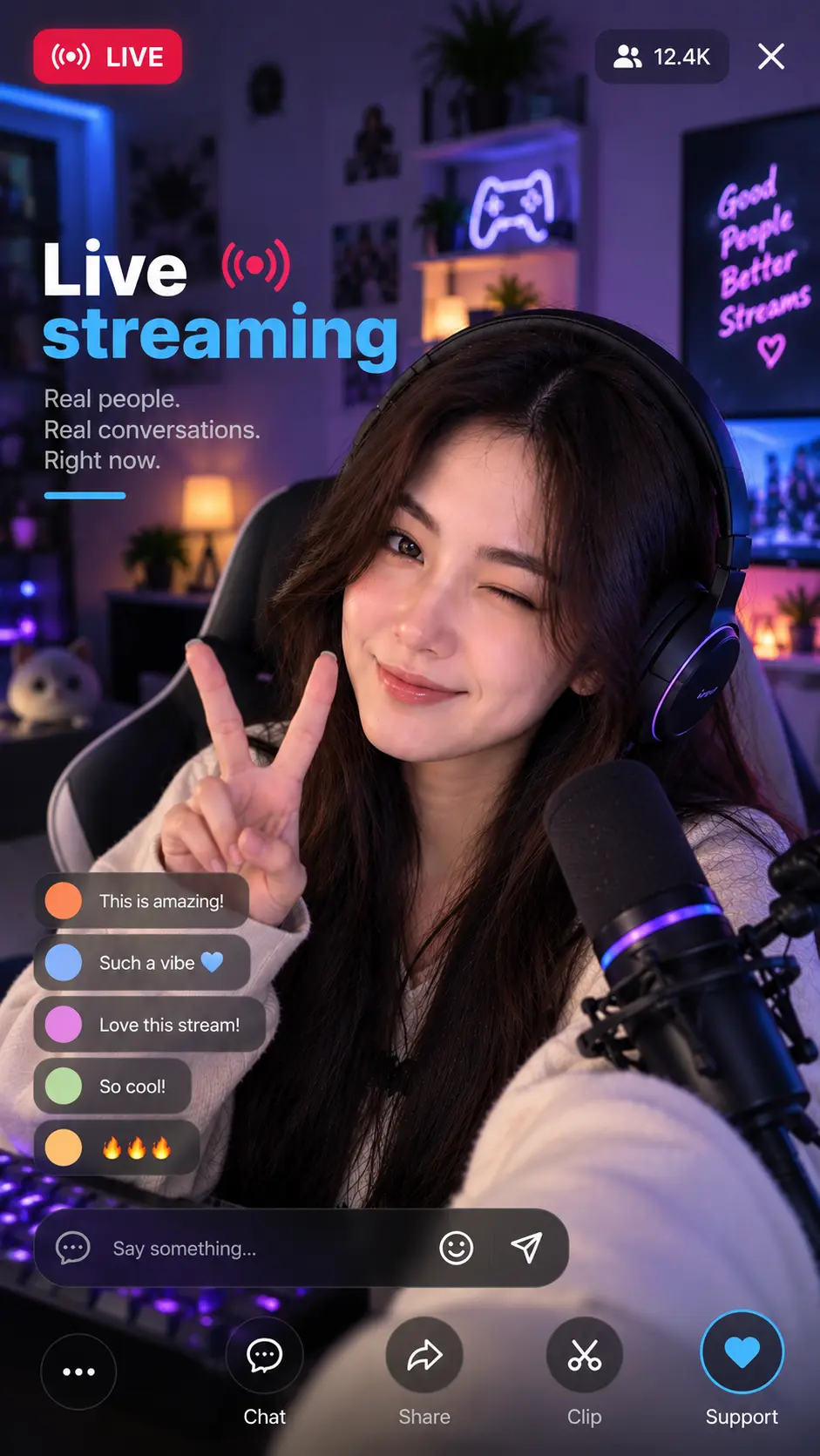 A live stream in the Gomni Sync Hive app